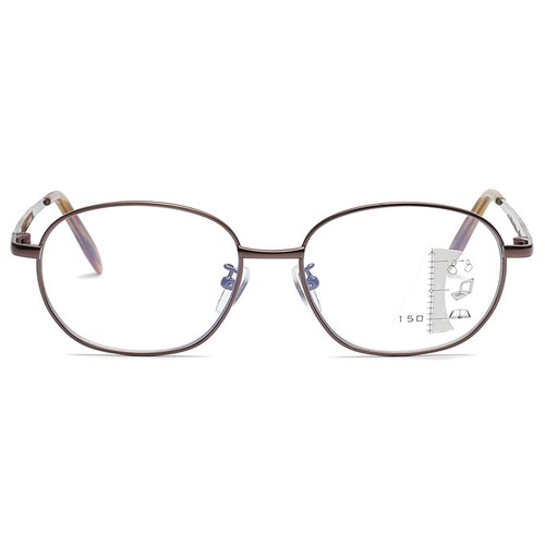Vintage Brown Oval Progressive Multifocal Reading Glasses Dual-use Anti-blue ray - Picture 3 of 10