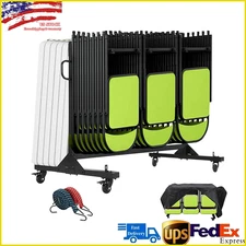 400 LBS Single-Tier Folding Table and Chair Cart with Weatherproof Cover & Cords