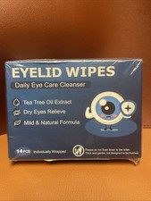 14PCS Tea Tree Oil Eyelid Wipes for Itchy  Dry Eyes, Pre-Moistened Wipes Styes