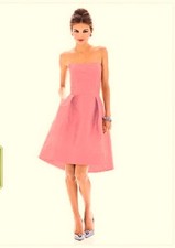 Alfred Sung 580...Cocktail Length, Strapless Dress.....Papaya...Size 8 ....NWT