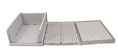Lot of 3 Folding Stackable Storage Basket Layed Divider Organizer For Wardrobe