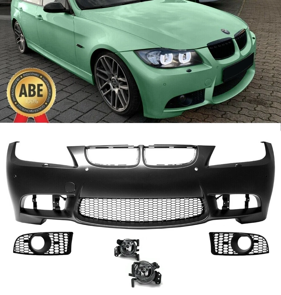 PARECHOC PARE CHOC AVANT POUR BMW SERIE 3 E90 PHASE 1 LOOK M3 + 2 ANTIBROUILLARD