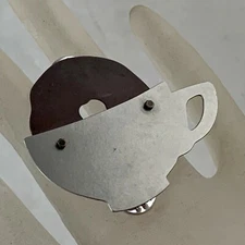 VINTAGE PIN/BROOCH HAND CRAFTED COPPER PEWTER CUP SIGNED