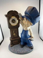 VINTAGE Byron Molds Mechanical Wind Up Ceramic Wood Clock West Germany  1975 12”