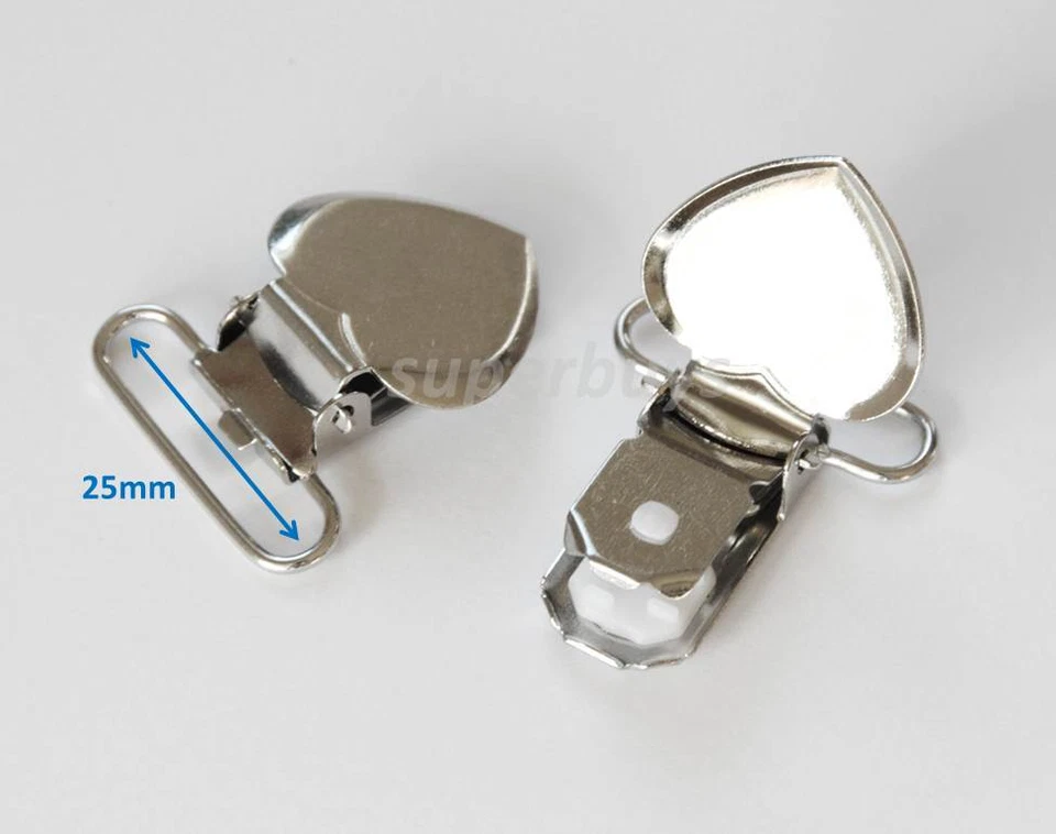 5 20 50 Lead Free Heart Shaped Suspender Bib Pacifier Dummy Clip Buckle Teething - image 2 of 3