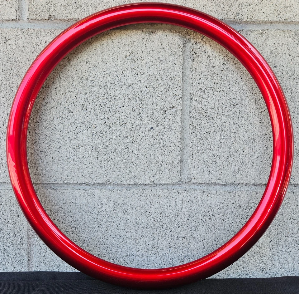 14" Billet Steering Wheel Muscle Metallic Red Half Wrap Chevy Horn Licensed - Image 4 of 4