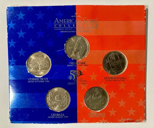 Hallmark American Spirit Collection, 5 Uncirculated 1999-D Statehood Quarters