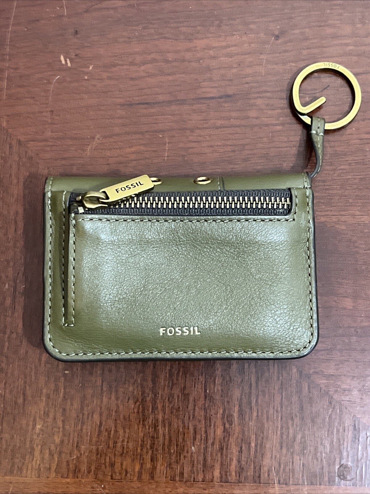 Fossil Leather Card Holder with ID Window and Keychain for Men and Women-image