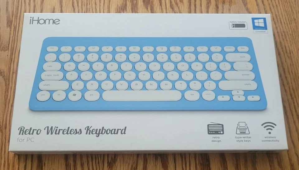 IHome Retro Wireless Keyboard - Powder Blue Color - Image 2 of 2