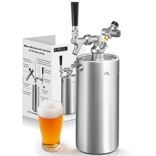128oz Mini Keg Growler Portable Draft Beer Dispenser System Pressurized Stain...