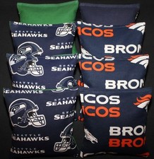 All Weather SEATTLE SEAHAWKS Denver BRONCOS Cornhole Bean Bags Waterproof 