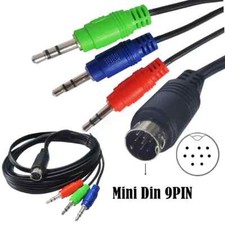 6FT Din 9 Pin 9PIN MIDI Male To 3 3.5mm Male Plug Audio Cable Adapter Splitter