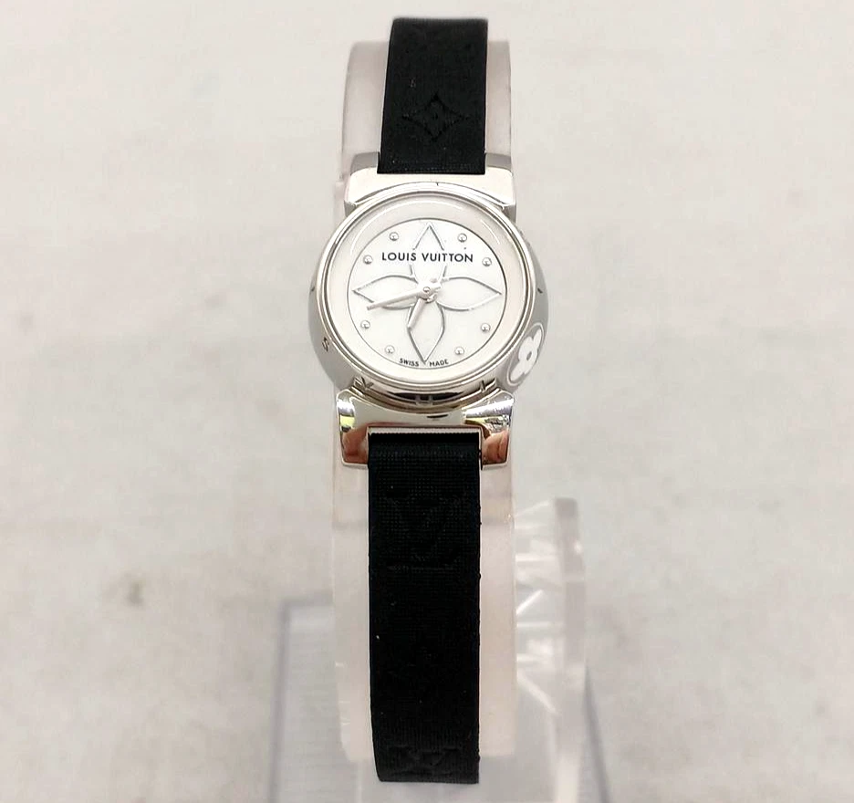 LOUIS VUITTON（LV） Orologio da polso donna originale LOUIS VUITTON Q151C Tambour Bijou bianco guscio nero