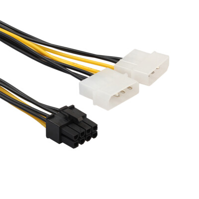18cm 8 Pin(6+2) PCIE to Dual Molex Connector Graphics Card Power Cable Cord Kit