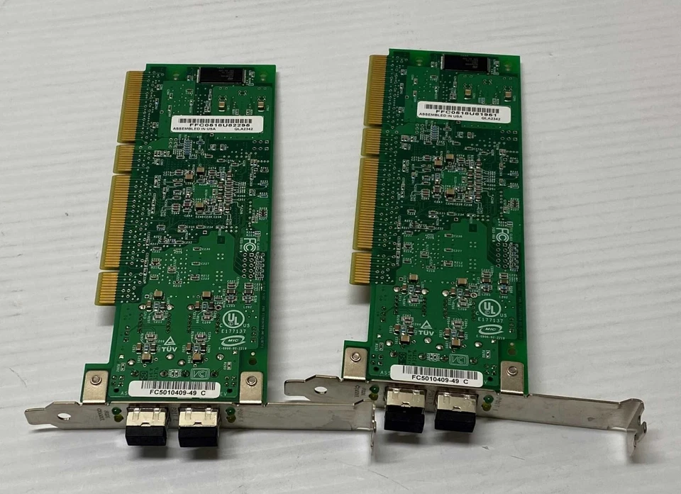 Lot of 2x QLA2342 QLogic Sun FC5010409-49/27 2-Port 2GB PCI-X Fiber Network Card - Image 2 of 2