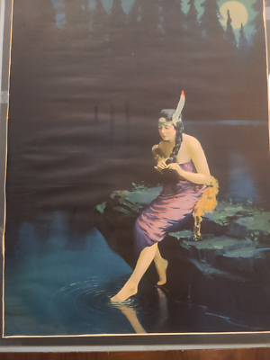 Antique 1919 Indian Maiden Print James Arthur MINNEHAHA Vtg 19