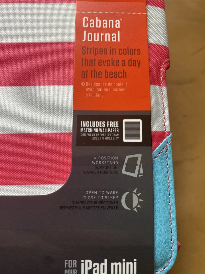 BIN Griffin Cabana Journal Rosa/Blanco Rayas Cubierta iPad Mini y iPad Mini Retina Foto 3 de 4