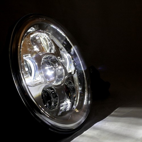 Eagle Lights Harley 7" Chrome LED Headlight and Spot Light Kit w/ 2014+ Adapter - Picture 8 of 11