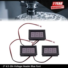 3× 4.5-30V DC Blue LED 3Digital Display Voltage Meter Voltmeter Panel Motorcycle