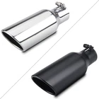 Stainless Steel Exhaust Tip Rolled Edge 2.5" Inlet 4" Outlet 12" Long Angle Cut