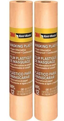 2 Masking Plastic, 12 in x 120 yds, Easy To Wrap Around Objects, No Paint Bleed