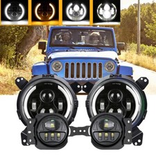 Led Headlights Fog Light Combo Kit Set For Jeep Wrangler Jl Jlu 2018-2023 Sport