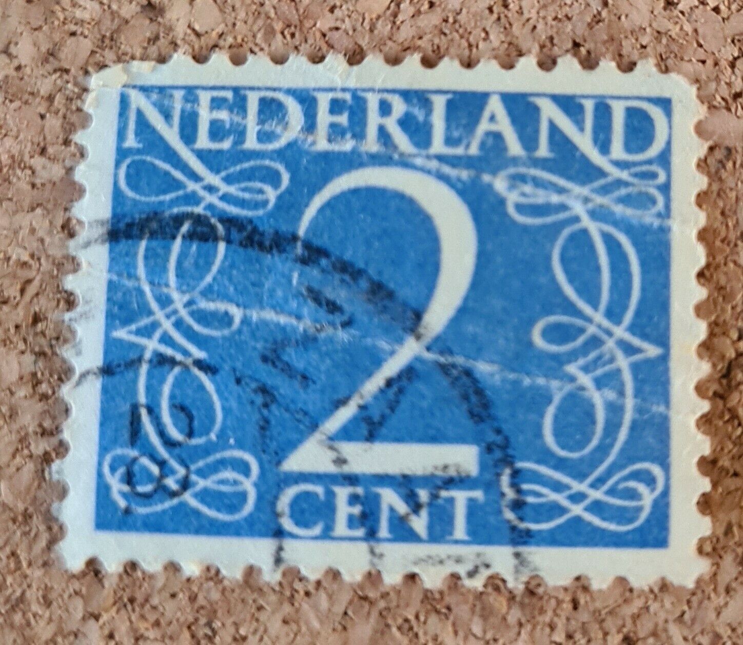half Netherlands 2 famous Cent Blue Stamp