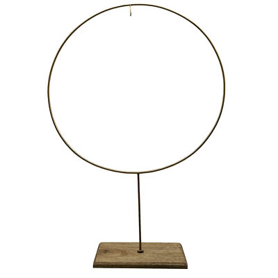 Blumenring Ring Gold Metall Holzfuß Hochzeitsdeko Skandi 45cm Skandinavisch Deko