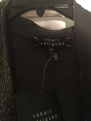 ROBERT RODRIGUEZ MAGLIONE CANOTTA 100% CASHMERE DECORO PERLINE SCOLLO A V GRIGIO M - Foto 4 di 6