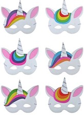 CHILDREN'S SOFT WHITE FOAM UNICORN ANIMAL DRESSING UP FACE MASK FANCY DRESS 1-12
