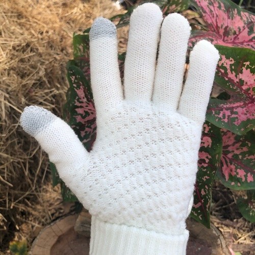 White Touchscreen Winter Gloves