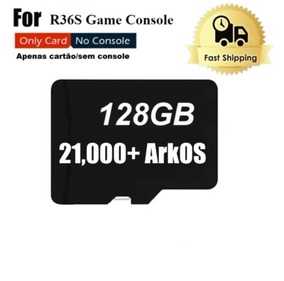 New R36S Handheld Game Console Retro Games- ArkOS 2.0 - 64GB 128GB 256GB - Black