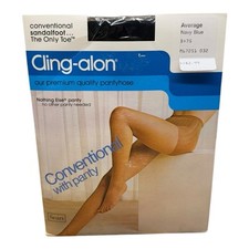 Vintage Sears Cling-Alon Conventional Pantyhose Navy Blue Average The Only Toe