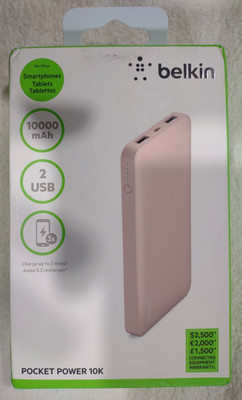 NEW - Belkin 10000 mAh 2 USB Pocket Power Portable Charger - We Pay S&H