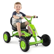 Go Kart for Kids 4 Wheel Toddler Ride On Pedal Car w/ Steering Handlebars