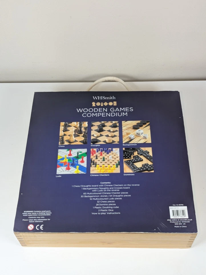 WH Smith Wooden Games Compendium - Chess, Ludo, Draughts, Backgammon, Dominoes! - Image 4 of 4