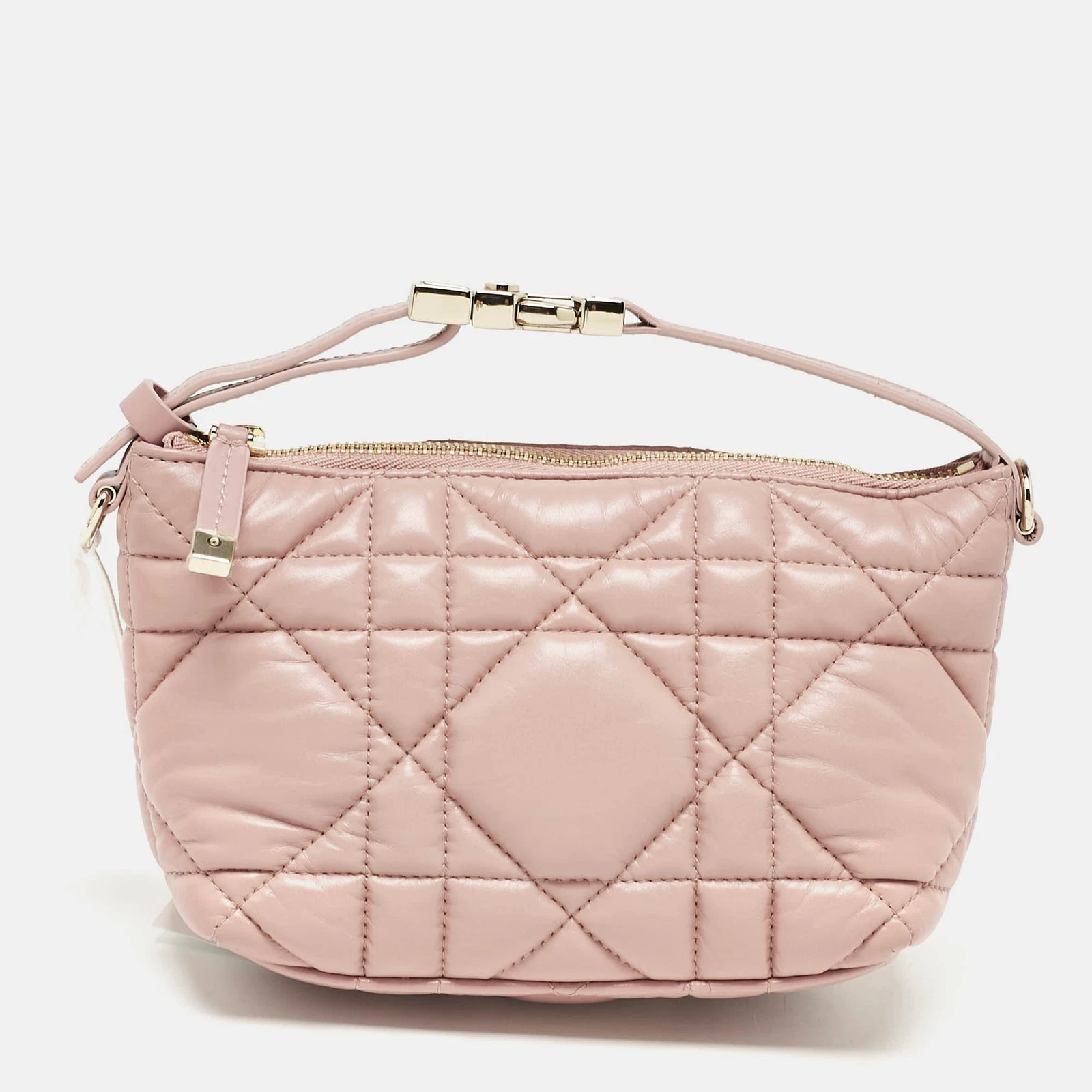 Petite pochette nomade Dior rose poussiéreux en cuir macrocannage Dior