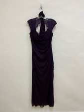 XSCAPE Size 8 Dark Purple Maxi Lace Ladies Formal Dress *POSSIBLY ALTERED*