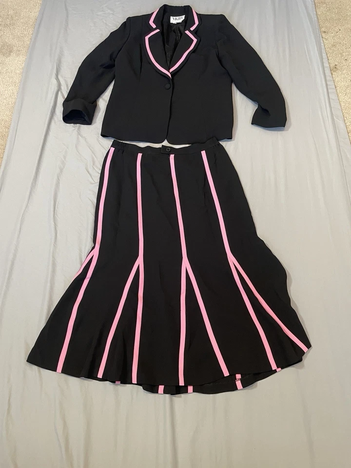 Conjunto de traje falda Night Studio New York rosa/negro para mujer talla 14 Foto 2 de 4