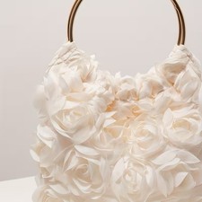 Apricot Color Evening Rose Flower Bag Clutch Handbag Wedding Prom