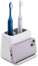 The Ledge Toothbrush Holder, 2-Slot, Bathroom Vanity Counter Organizer with Cord