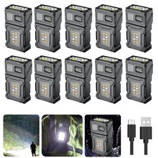 Mini Usb Rechargeable Led Flashlight Cob Work Lamp Torch Portable Keychain Light