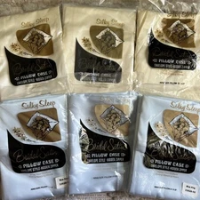 Vintage Silky Sleep Bridal Satin Pillow Case KING 21X37 Cream or Blue Made In US