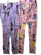 Girls Disney Princess 2 PC Pajama Bottoms Size 4 Purple / Pink NEW