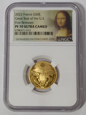 2022 France 50 Euros Gold Coin Great Seal Of The U.s. Ngc Pf 70 U.c. 1st Release