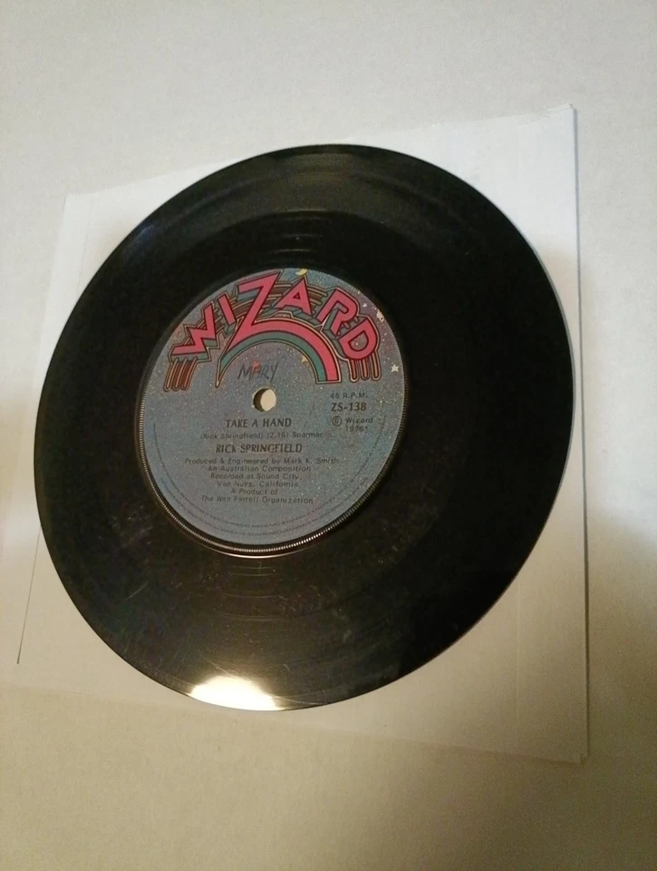 Rick Springfield – Take A Hand 7" VG - Image 2 of 4