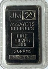 Johnson Matthey .999 Fine Silver 5g Five Gram Ingot Sealed 055804 Bar