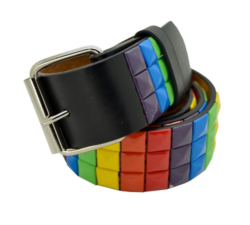 Men & Women Studded Belt, Metal Punk Rock Rivet Belt with Bright Pyramid Studded