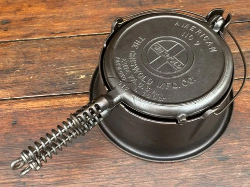 Griswold Cast Iron #9 Large Logo Waffle Iron w/ High Base