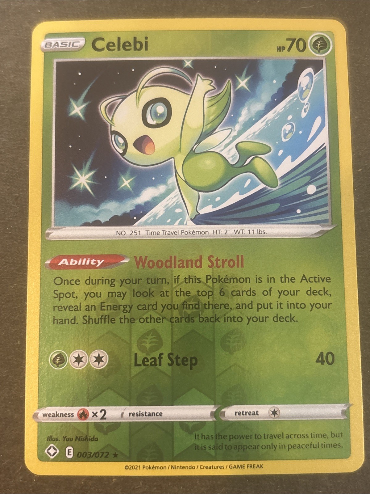 Celebi 003/072 Shining Fates Reverse Holo Pokemon Card NM